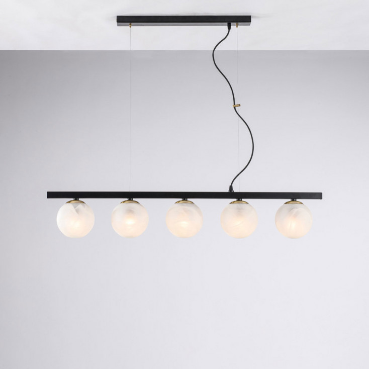 Lampada a sospensione moderna piccola struttura in metallo e diffusori in vetro