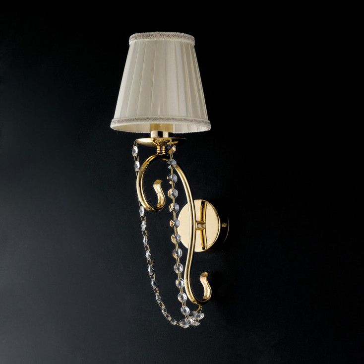 Lampada da parete classica con strass in cristallo e paralumi in tessuto