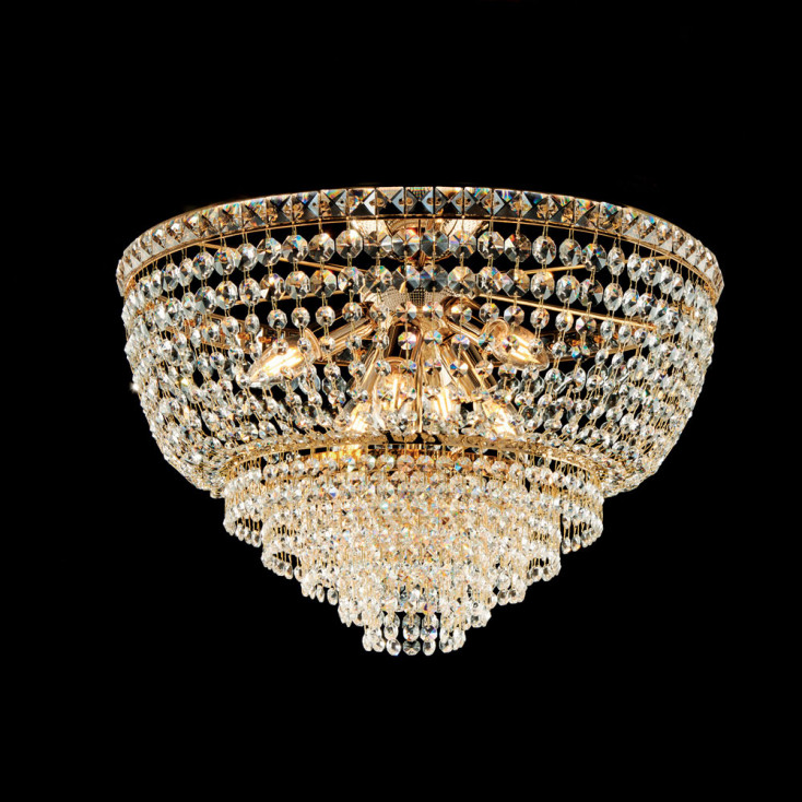 Lampada da soffitto classica con struttura in metallo e paralume in vetro