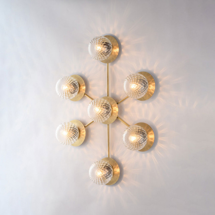 Lampada da soffitto grande in metallo con diffusori in vetro dal design moderno
