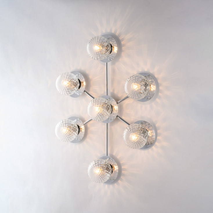 Lampada da soffitto grande in metallo con diffusori in vetro dal design moderno