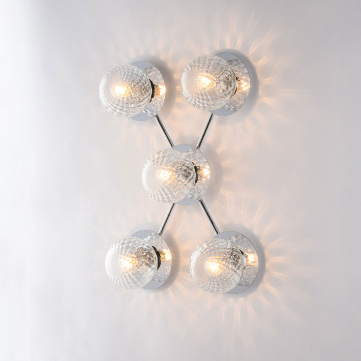Lampada da soffitto piccola in metallo con diffusori in vetro dal design moderno