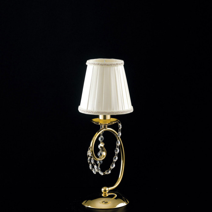 Lampada da tavolo classica con strass in cristallo e paralumi in tessuto