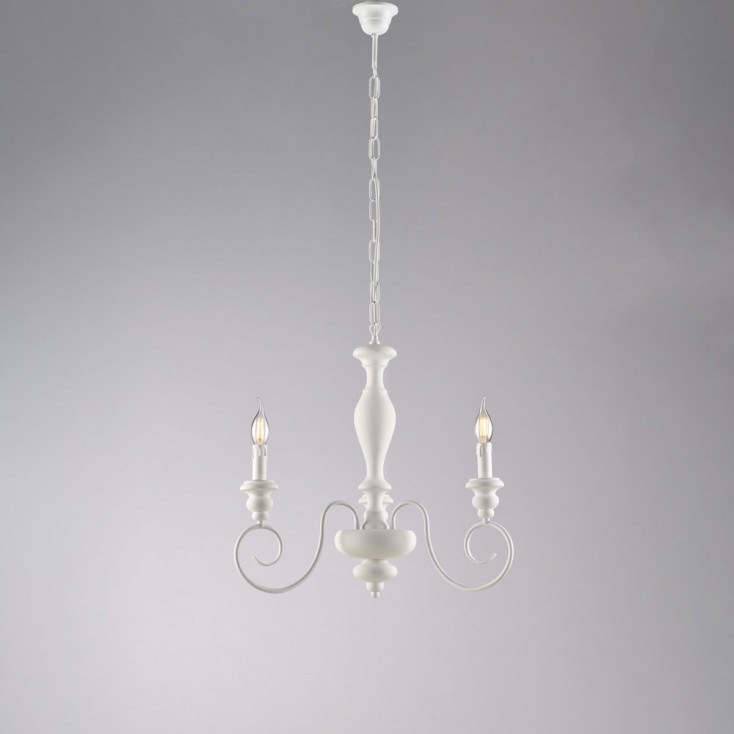 Lampadario classico con 3 braccia e struttura in metallo regolabile in altezza