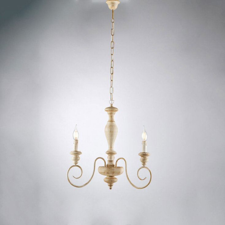 Lampadario classico con 3 braccia e struttura in metallo regolabile in altezza