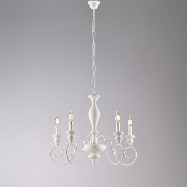 Lampadario classico con 5 braccia e struttura in metallo regolabile in altezza