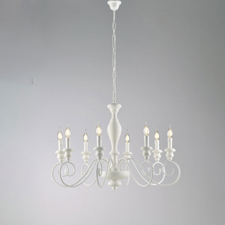 Lampadario classico con 8 braccia e struttura in metallo regolabile in altezza