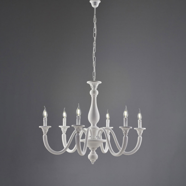 Lampadario classico grande con 6 diffusori e struttura in legno regolabile