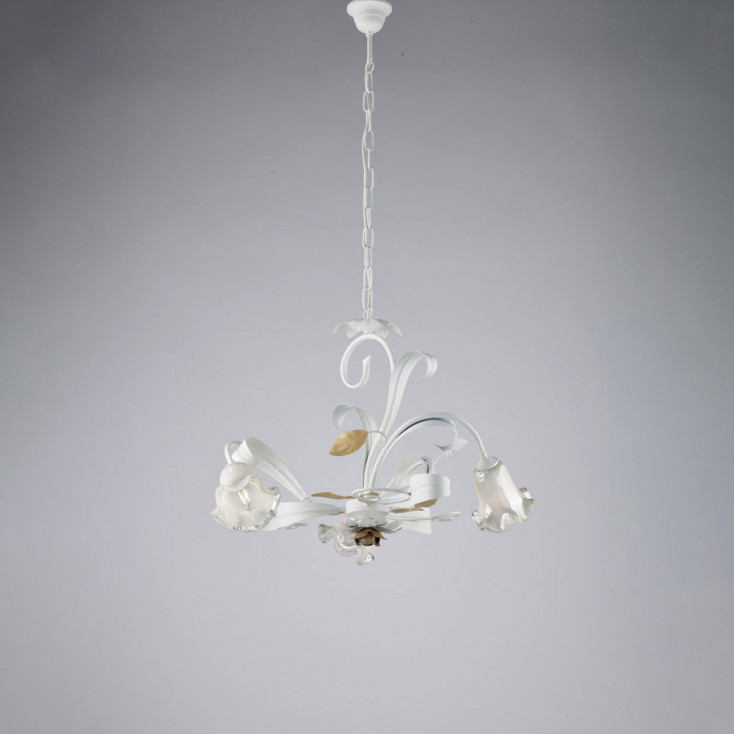 Lampadario classico piccolo 3 diffusori in vetro struttura in metallo regolabile