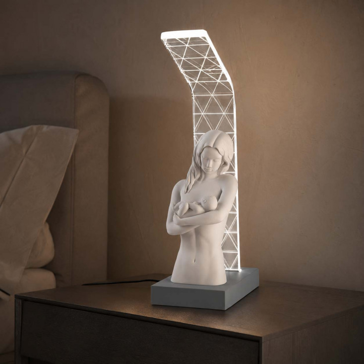 Abat-jour LED moderna con scultura abbraccio di mamma