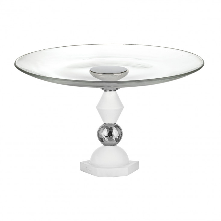 Alzata in marmorino con piano in vetro dal design elegante