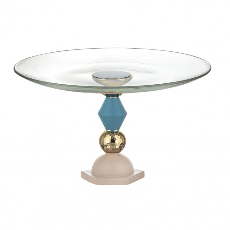 Alzata in marmorino con piano in vetro dal design elegante
