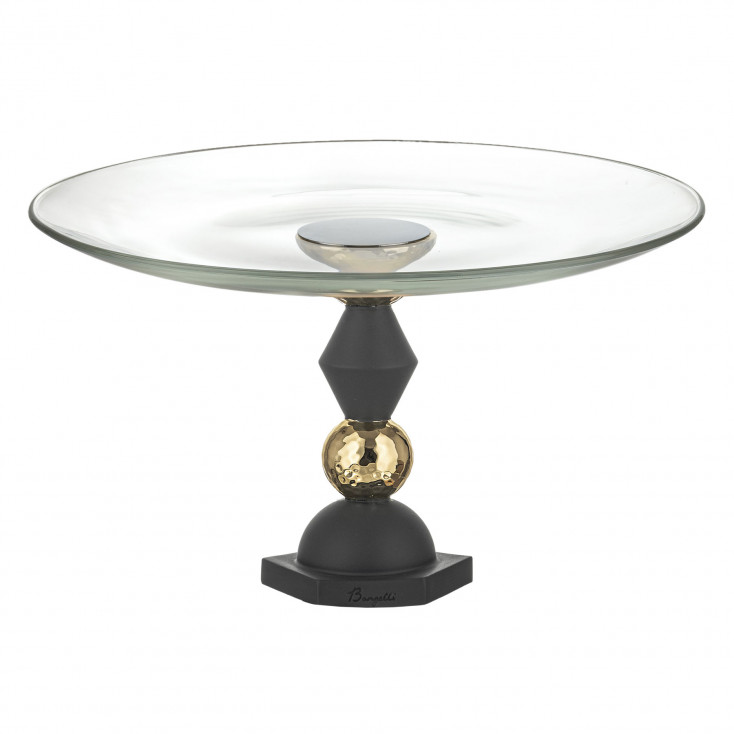 Alzata in marmorino con piano in vetro dal design elegante