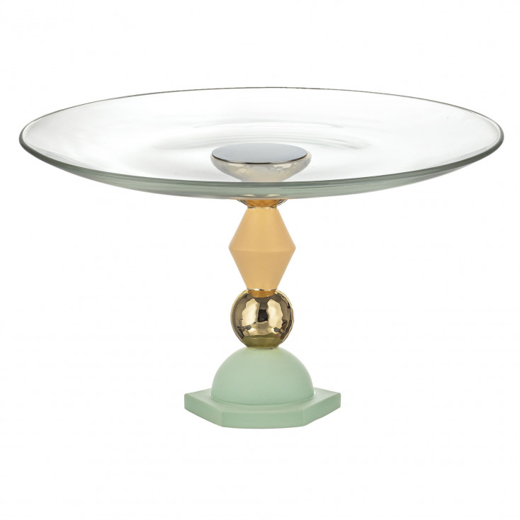 Alzata in marmorino con piano in vetro dal design elegante