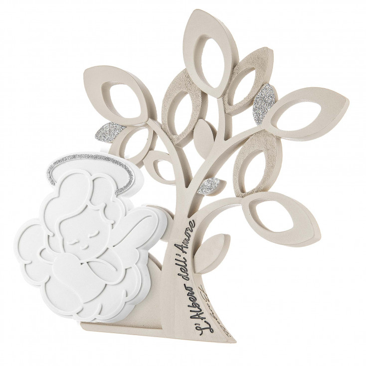 Bomboniera per battesimo - Scultura piccolo albero della vita con angioletto