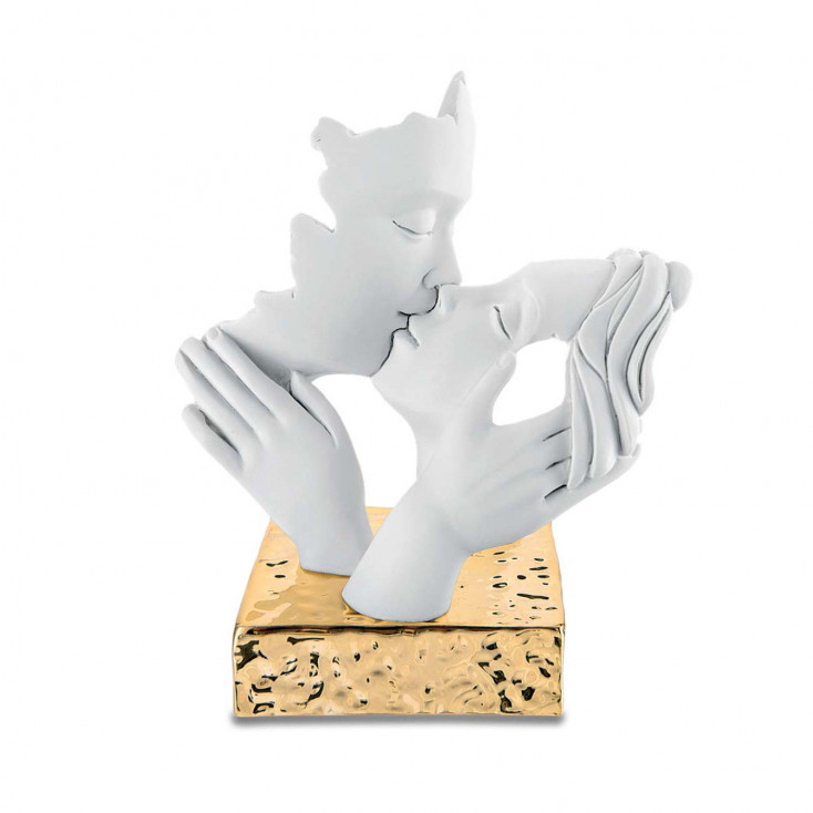 Bomboniera per matrimonio - Scultura in marmorino con volti che si baciano
