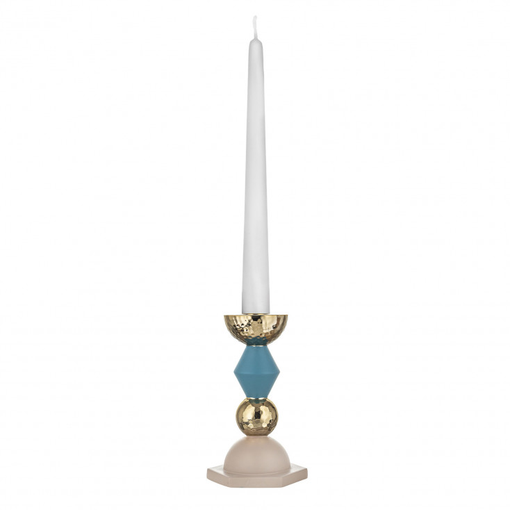 Candelabro basso in marmorino per una candela dal design elegante 