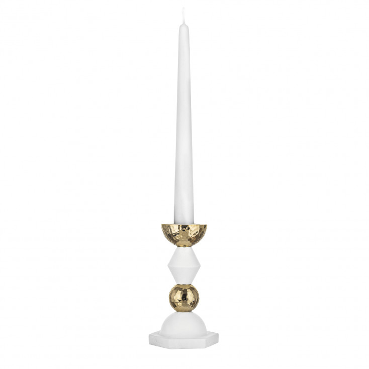 Candelabro basso in marmorino per una candela dal design elegante