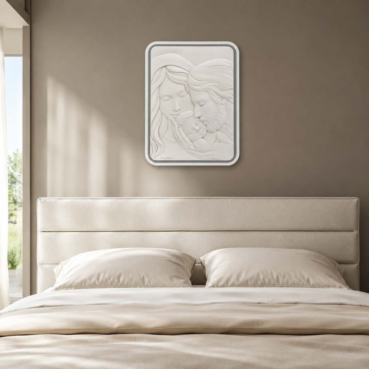 Capezzale moderno la sacra famiglia per camera da letto cornice in legno