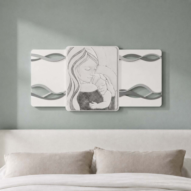 Capezzale moderno per camera da letto con la maternità su pannello in legno