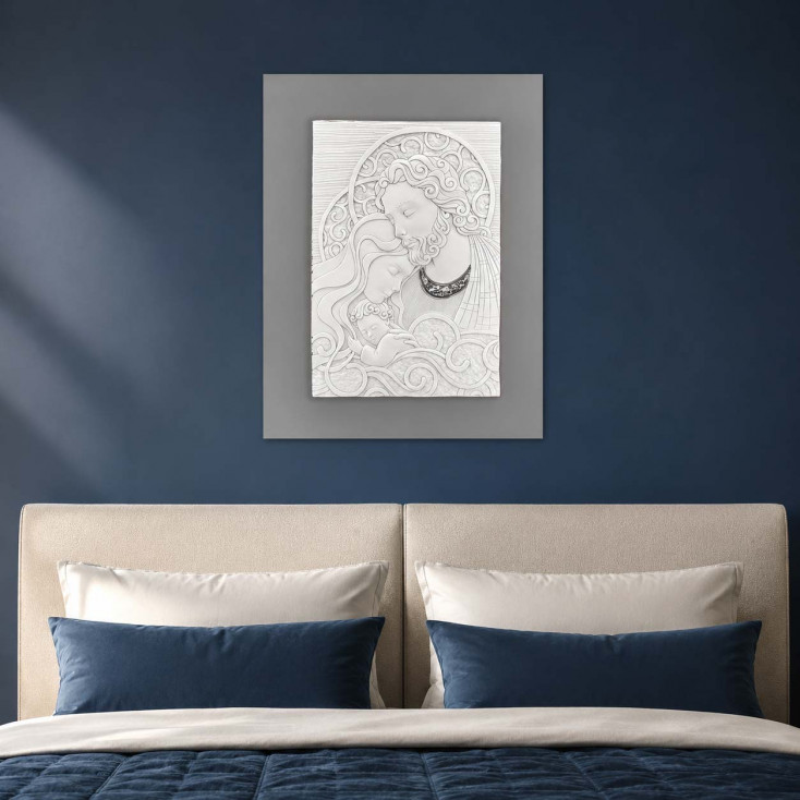 Capezzale moderno per camera da letto Sacra Famiglia con pannello 30x40