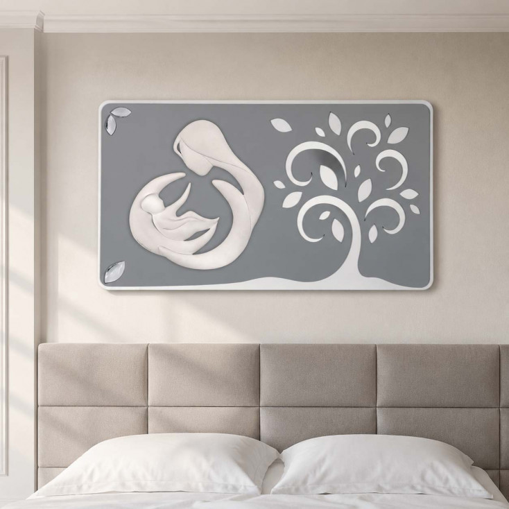 Capezzale per camera da letto con la maternità su pannello in legno 60x105