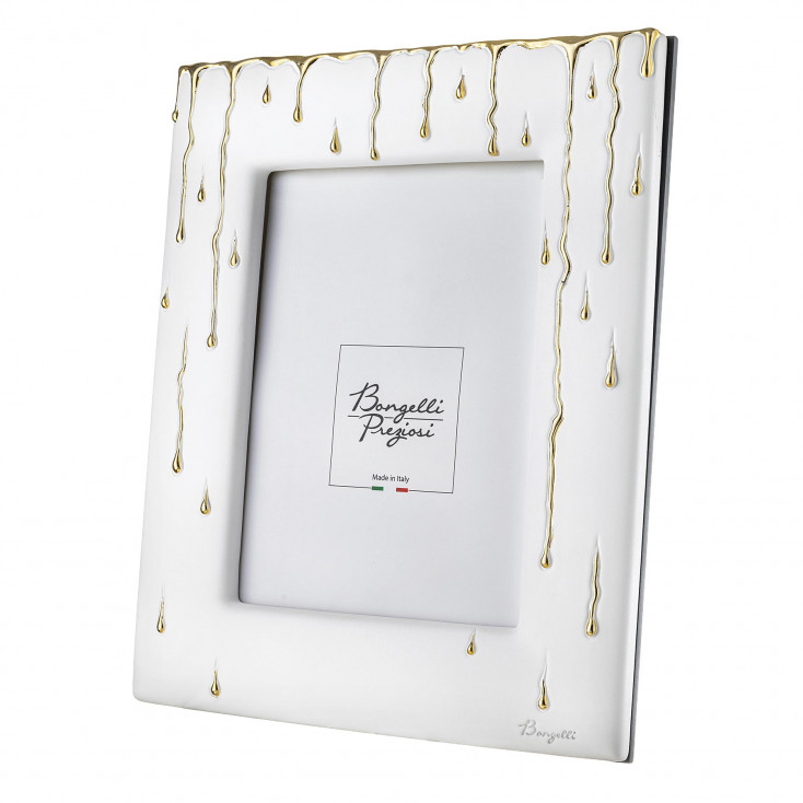 Cornice portafoto in marmorino con decori a goccia design moderno ed elagante