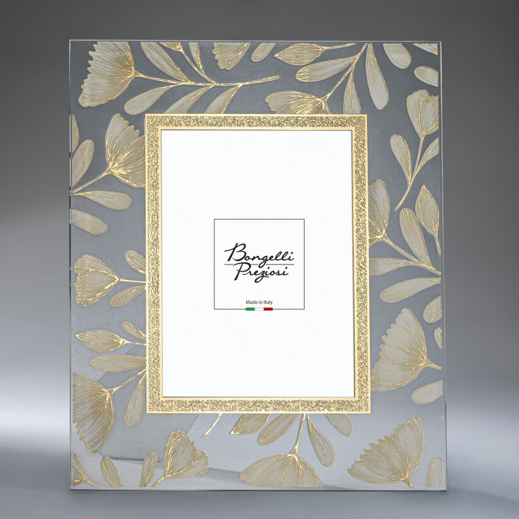 Cornice portafoto in vetro dal design moderno decoro a fiori