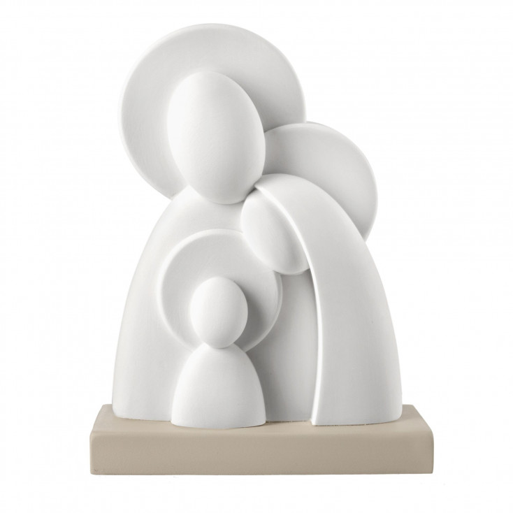 Decorazione natalizia da tavola scultura con sacra famiglia media
