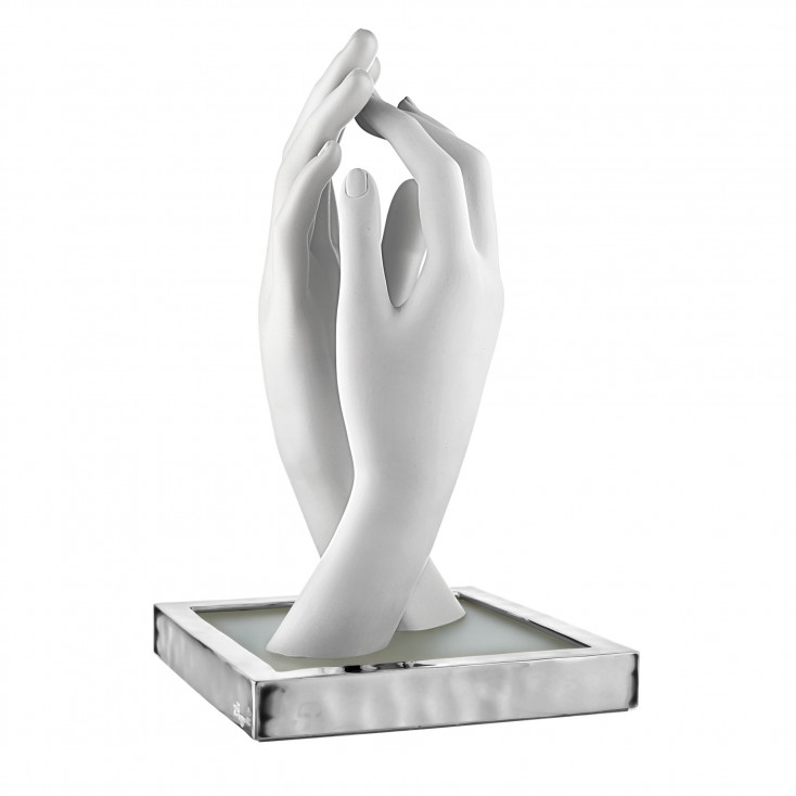 Lampada da tavolo grande in marmorino con diffusore a led