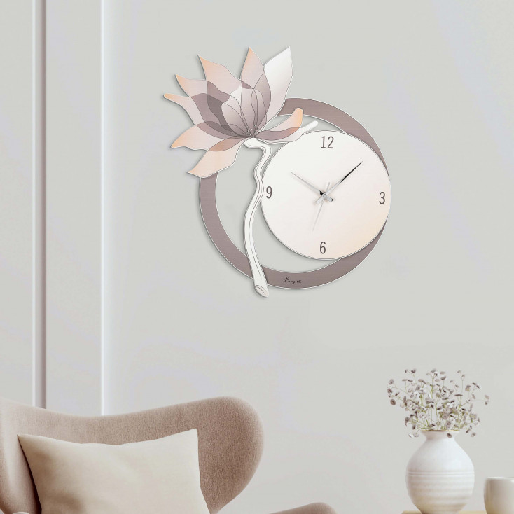 Orologio da parete rotondo con fiori dal design moderno ed elegante