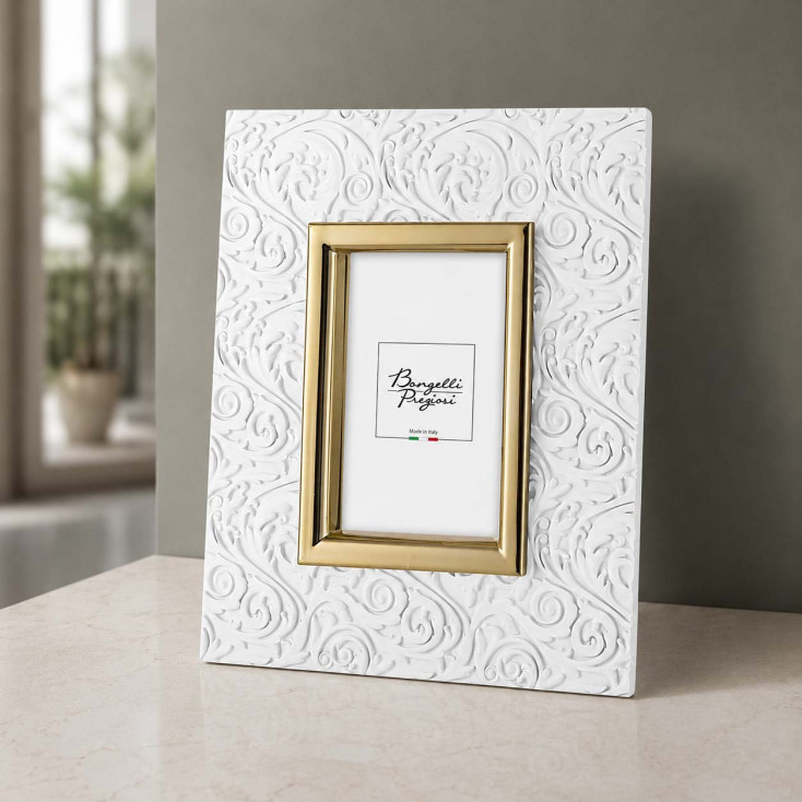 Portafoto in marmorino damascato da tavolo dal design moderno ed elegante
