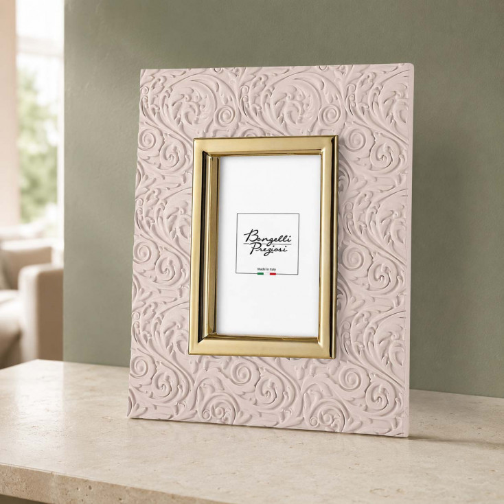 Portafoto in marmorino damascato da tavolo dal design moderno ed elegante