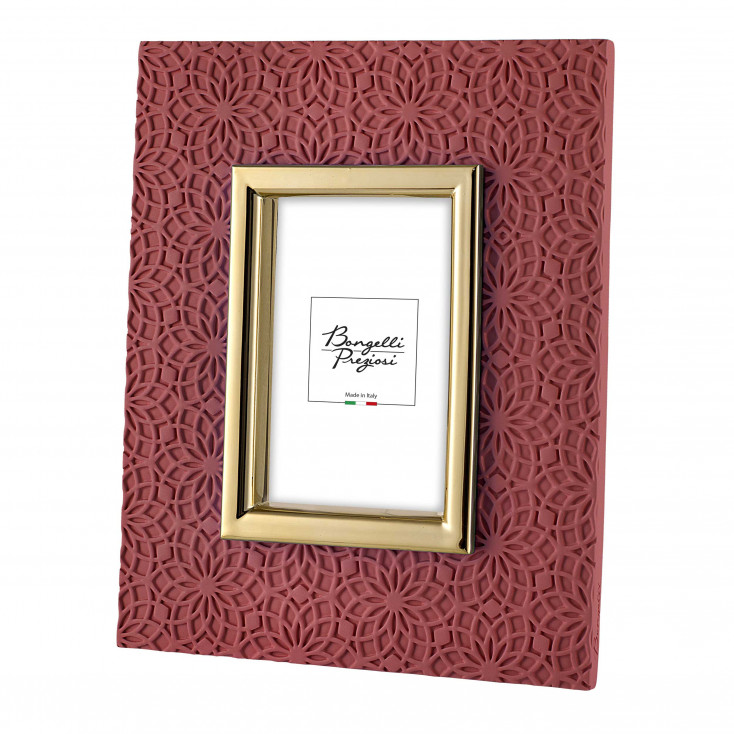Portafoto in marmorino floreale da tavolo dal design moderno ed elegante