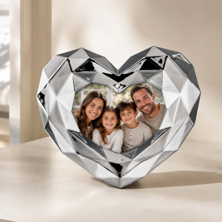 Portafoto piccolo con cornice in marmorino a forma di cuore