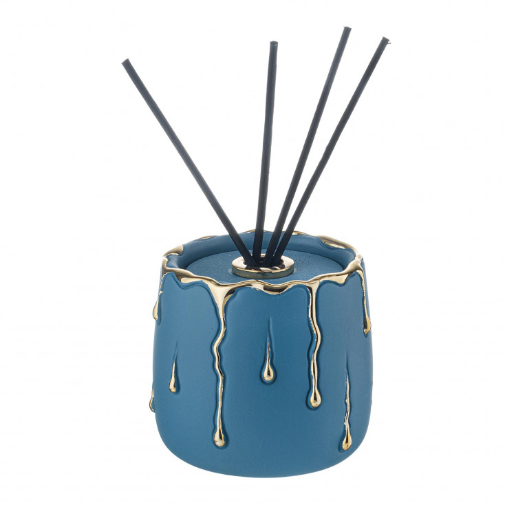 Profumatore con bastoncini in marmorino con decori a goccia design elagante