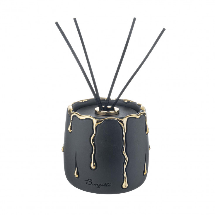 Profumatore con bastoncini in marmorino con decori a goccia design elagante