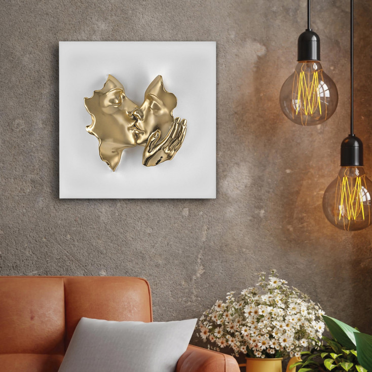 Quadro con pannello in legno e raffigurazione in marmorino