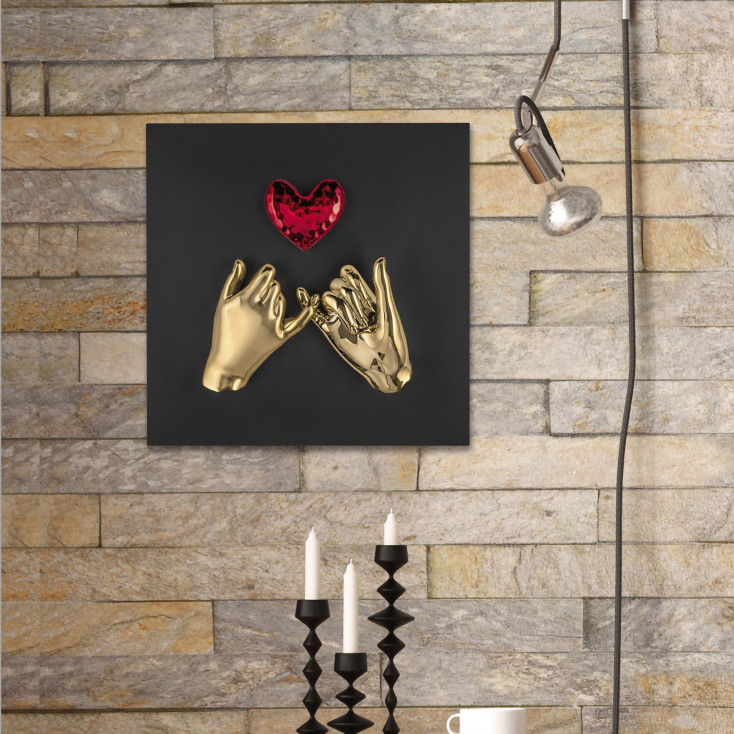 Quadro con pannello in legno e raffigurazione in marmorino