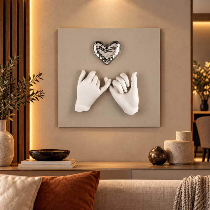 Quadro con pannello in legno e raffigurazione in marmorino