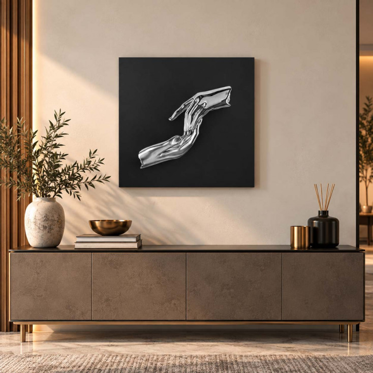 Quadro con pannello in legno e raffigurazione in marmorino