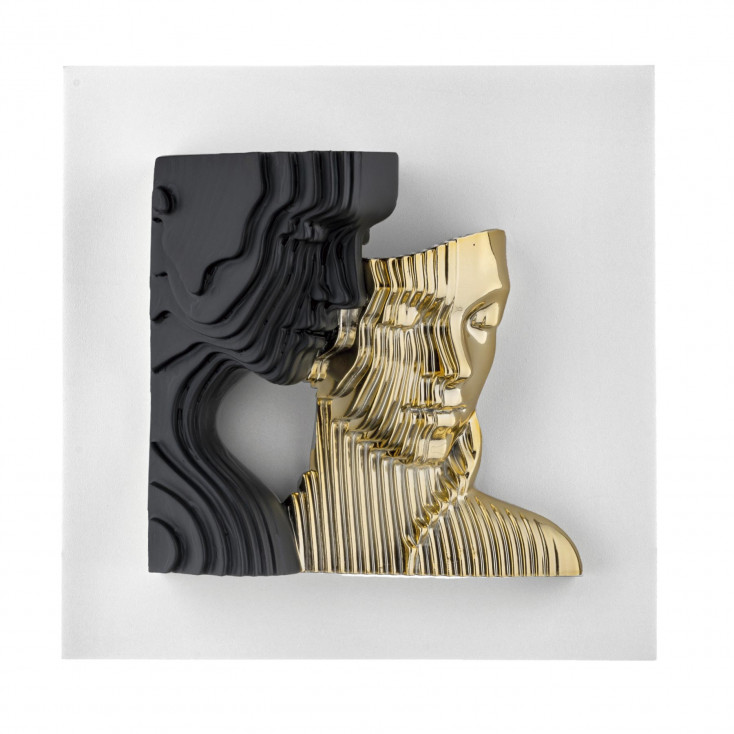 Quadro moderno con pannello in legno e volti in marmorino