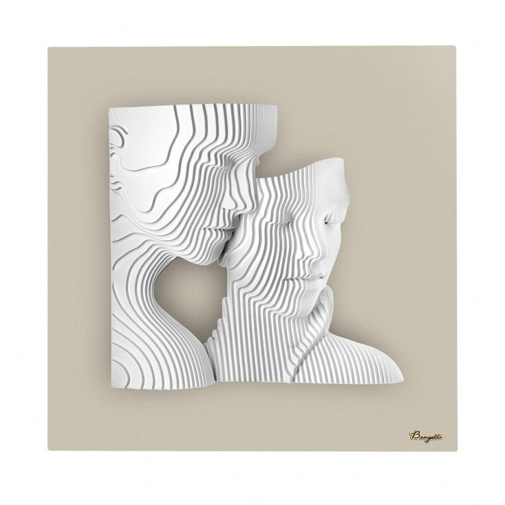 Quadro moderno con pannello in legno e volti in marmorino