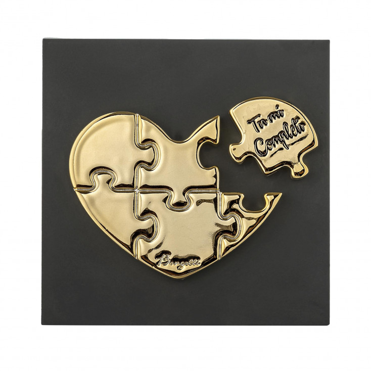 Quadro piccolo con pannello in legno e cuore in marmorino