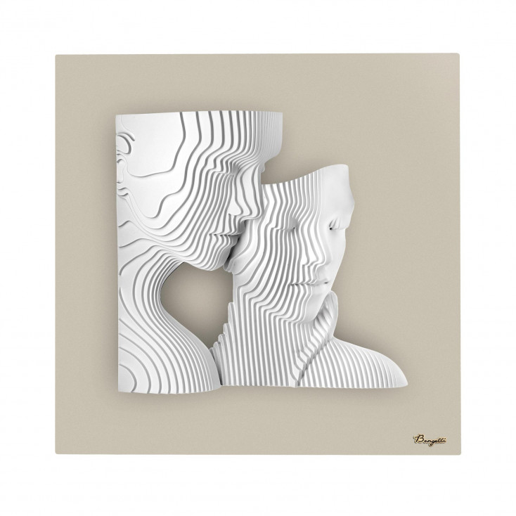 Quadro piccolo moderno con pannello in legno e volti in marmorino