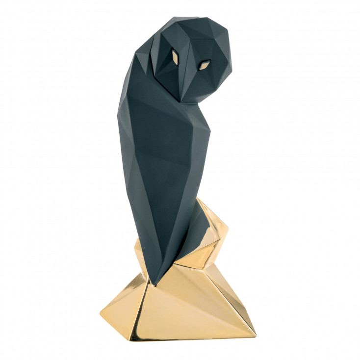 Scultura da tavolo Gufo piccola in marmorino dal design moderno ed elegante