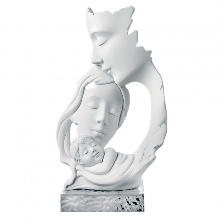 Scultura da tavolo grande in marmorino con la famiglia