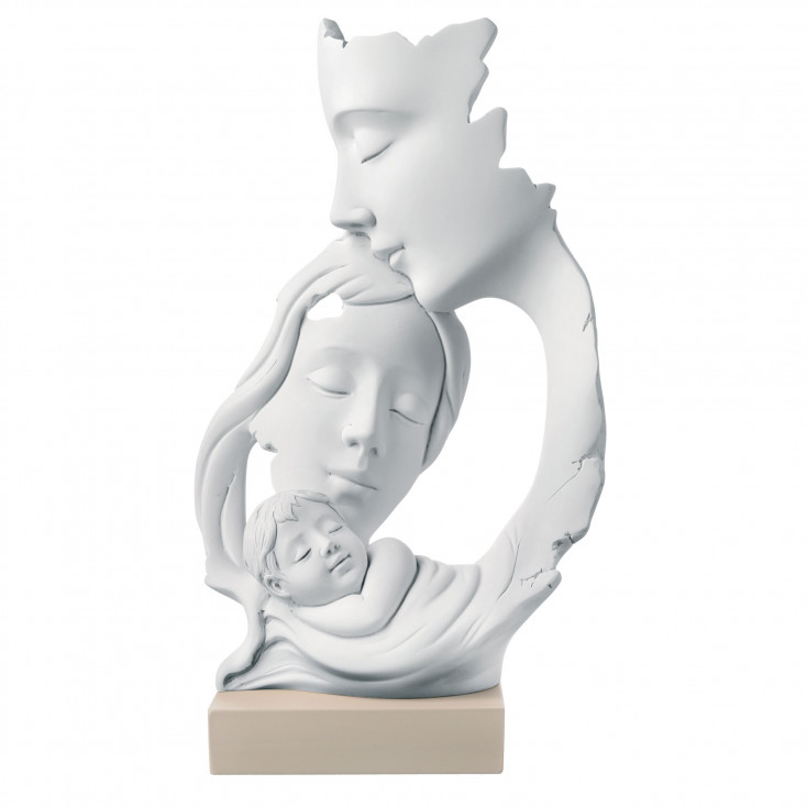 Scultura da tavolo grande in marmorino con la famiglia