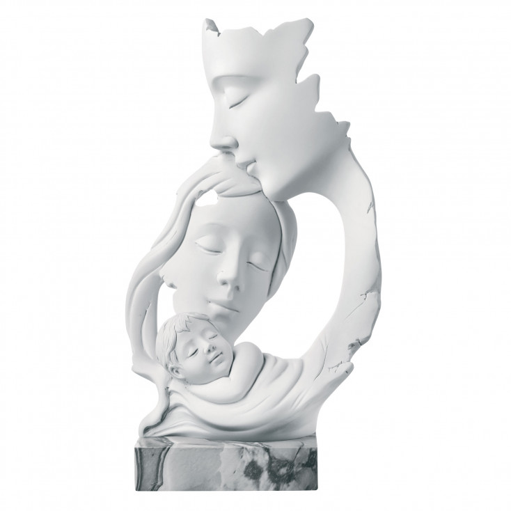 Scultura da tavolo grande in marmorino con la famiglia