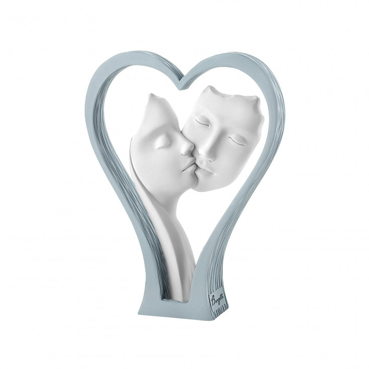 Scultura grande in marnorino cuore con visi